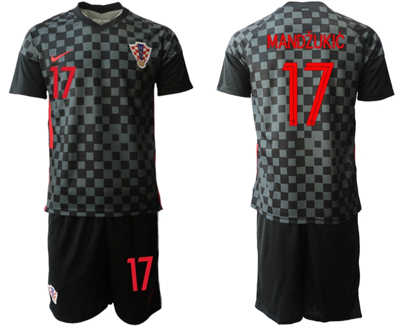 Men 2021 European Cup Croatia black away #17 Soccer Jerseys